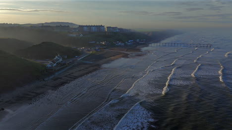 Establishing-Drone-Shot-of-Saltburn-by-the-Sea-Looking-Up-the-Coast-Towards-Redcar