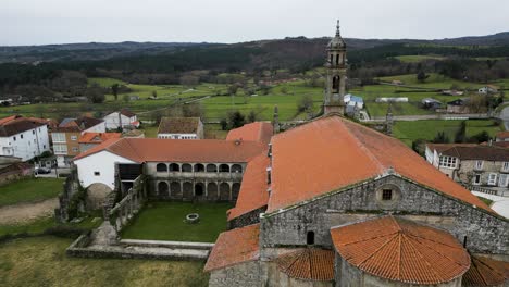 Drone-dolly-from-backside-of-Santa-Maria-de-Xunqueira-courtyard-at-monastery