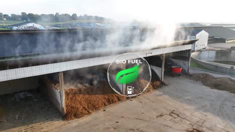 El-Vapor-Se-Eleva-Desde-Una-Pila-De-Biomasa-En-Una-Instalación-De-Biocombustibles.