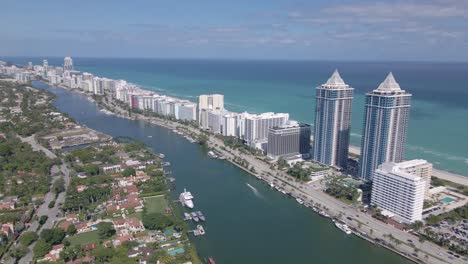 Aerial-shot-flying-over-Collins-Ave