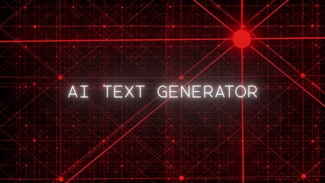 „ai-Text-Generator“-Füllt-Sich-Auf-Dem-Bildschirm,-Während-Sich-Dahinter-Ein-Unheilvolles-Rotes-Netzwerk-Aus-Partikeln-Zusammenfügt