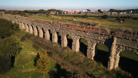 Beautiful-Aerial-Drone-View-of-Claudio-Aqueduct-in-Rome,-Italy