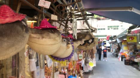 Kugelfisch-Schlüsselanhänger-Und-Andere-Touristische-Geschenke-Zum-Verkauf-In-Tai-O,-Hongkong