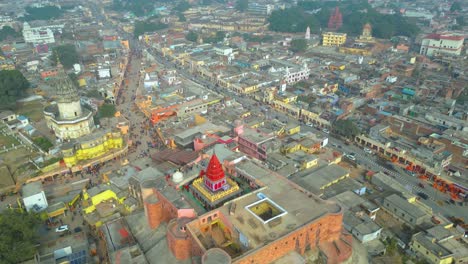 Ayodhya,-Uttar-Pradesh,-India,-January-07-2024,-Ayodhya-Drone-view-Shri-Ram-Mandir,-Shri-Hanuman-Garhi-Mandir,-Lata-Mangeshkar-Chowk-and-Ram-ki-Paidi-Ghats