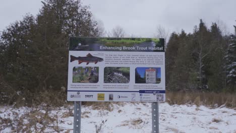 Brook-Trout-Habitat-Sign-At-Credit-River,-Fish-Conservation-Management