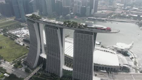 Aerial-Orbit-View-of-Marina-Bay-Sands-Hotel-during-the-day