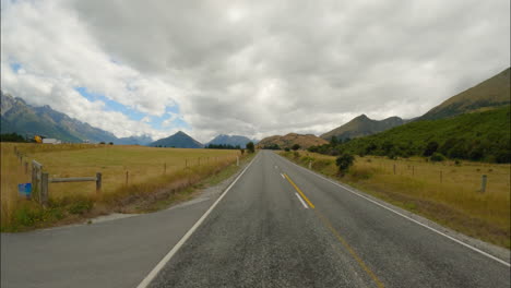 Traveling-On-Asphalt-Highway-To-Glenorchy-In-Otago-Region,-New-Zealand