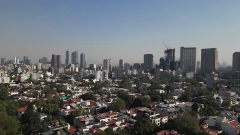 Aerial-view-of-the-Polanco-skyscrapers,-looking-to-the-Chapultepec-area,-Mexico-City