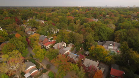 Aerial-over-beautiful-neighborhood-in-Clayton-in-St