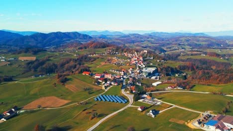 Aerial-4K-drone-footage-shows-a-small-settlement-in-the-heart-of-Slovenia