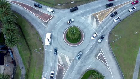 Drone-aerial-view-of-cars-traffic-on-roundabout-street-road-transport-travel-infrastructure-Gosford-city-waterfront-Central-Coast-Australia