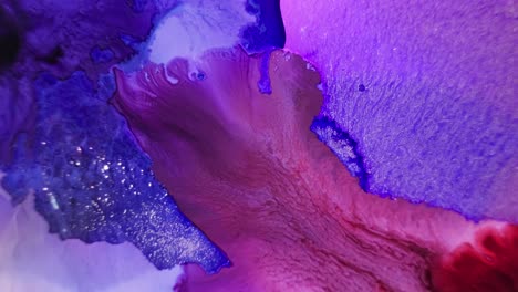 A-mix-of-blue-and-purple-inks-colliding-with-a-burst-of-red,-creating-an-abstract-fluid-pattern