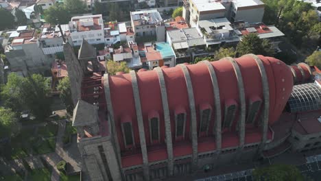 Aerial-view-of-Polanco's-cultural-attractions,-San-Agustin-church,-Mexico-City