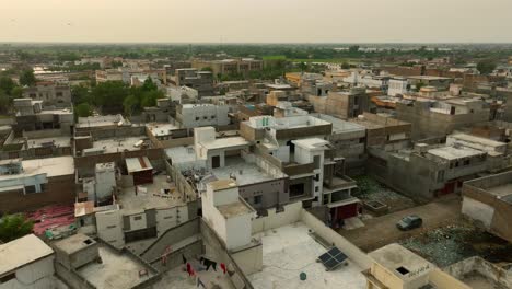 Solar-powered-rooftops-in-Badin,-Pakistan---aerial