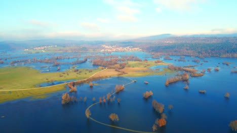 Aerial-4K-drone-footage-of-a-Planina-plain-,-Slovenia