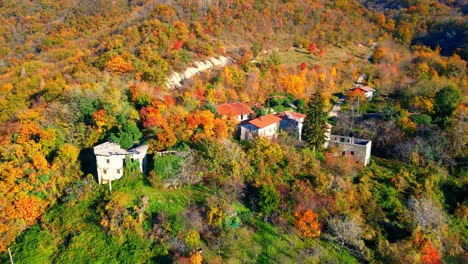 Aerial-4K-drone-video-unveils-the-haunting-beauty-of-Slapnik,-an-abandoned-village-in-Brda,-Slovenia