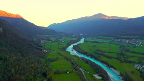 Aerial-4K-drone-footage-captures-the-Soča-river-flowing-near-Kobarid--Slovenia