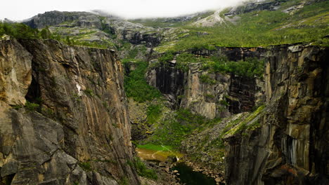 Eroded-And-Steep-Rocky-Cliffs-Of-Hellmojuvet-Canyon-In-Northern-Norway