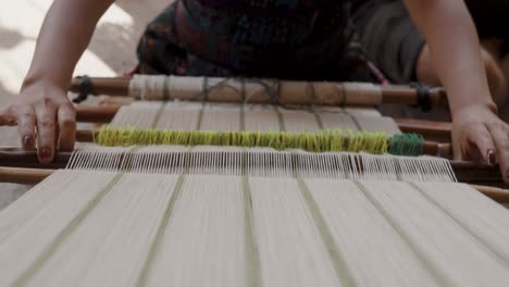 Local-Mayan-Weaver-Weaving-Fabric-On-Traditional-Wooden-Loom