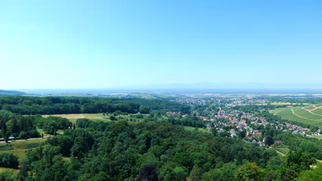 Pan-right-shot-of-Badenweiler-city-and-countryside-on-sunny-day,-Germany