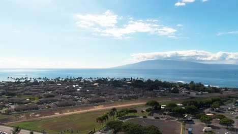 Beautiful-township-of-Lahaina-in-Hawaii-island,-aerial-drone-view
