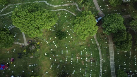 Aerial-drone-shot-of-Circular-cemetery-memorial-park-in-the-Philippines