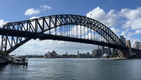 Scenic-Summer-Day-In-Sydney-Harbour-Bridge---Holiday-Destination-In-Australia---Wide-Shot