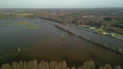 Farm-Fields-Inundated-In-Flood-Water-In-Emsland,-Lower-Saxony,-Germany