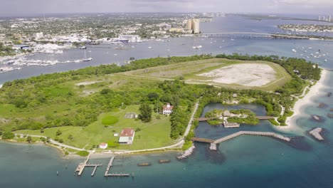 Aerial-view-Peanut-Island-Park,-Florida