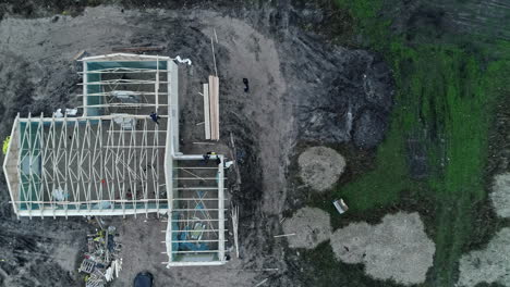 Framework-of-private-estate,-aerial-top-down-view