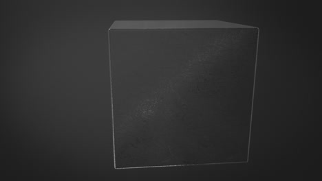 Metal-Cube-Spinning-In-Black-Background.---animation