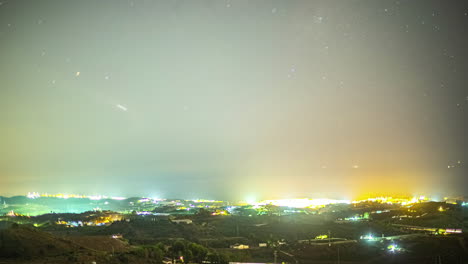 Night-city-glow-and-majestic-Milky-Way-galaxy-above