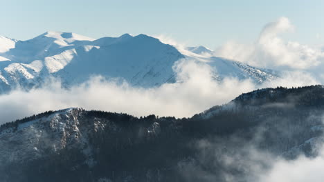 Timelapse-Mountain-Olympus-snow-covered-peaks-clouds-moving-winter-day