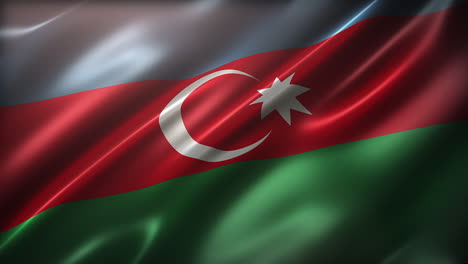 Die-Flagge-Der-Republik-Aserbaidschan,-Aus-Der-Vogelperspektive,-Perspektivische-Ansicht,-Filmisches-Erscheinungsbild,-Glänzend,-In-Zeitlupe-Schwankend,-Elegante,-Seidige-Textur,-Die-Weht