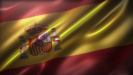 Die-Nationalflagge-Spaniens,-Aus-Der-Vogelperspektive,-Perspektivische-Ansicht,-Im-Wind-Wehend,-Realistisch-Mit-Filmischem-Look-Und-Feeling-Und-Eleganter,-Seidiger-Textur,-CG-Animation-Nahtlos-Wiederholbar