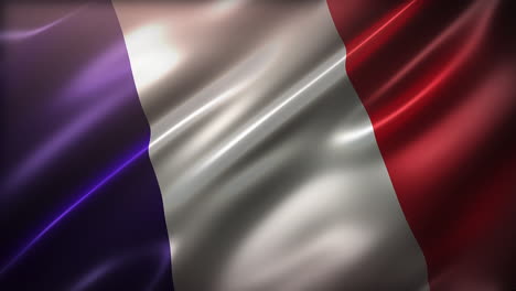 Bandera-De-Francia,-ángulo-Alto,-Vista-En-Perspectiva,-Ondeando-En-El-Viento,-Realista-Con-Una-Apariencia-Cinematográfica-Y-Una-Elegante-Textura-Sedosa,-Animación-Cg-Sin-Interrupciones