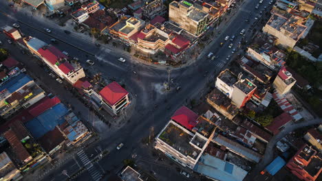Roads-And-Streets-In-The-City-Of-Pokhara-In-Nepal---Aerial-Drone-Shot
