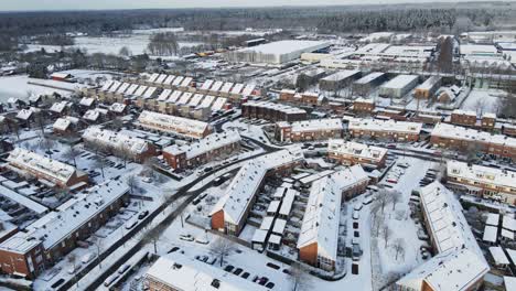 Jib-down-of-a-beautiful-snow-covered-town-in-the-Netherlands