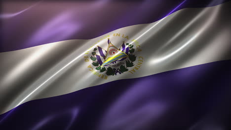 The-Flag-of-El-Salvador,-high-angle,-perspective-view,-cinematic-look-and-feel,-glossy,-slow-motion-wavering,-elegant-silky-texture-waving