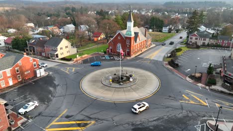 Aerial-view-of-a-traffic-circle-in-the-United-States