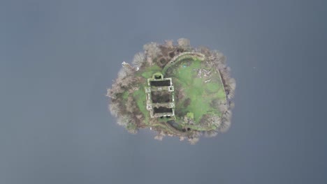 Bird's-Eye-View-Over-McDermott-Castle-In-The-Republic-Of-Ireland---Drone-Shot
