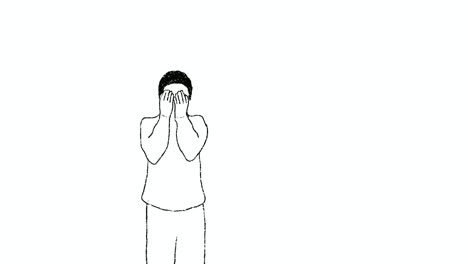 Person,-Die-Gesicht-Mit-Händen-Bedeckt-Und-Weint,-Gezeichnete-2D-Animation