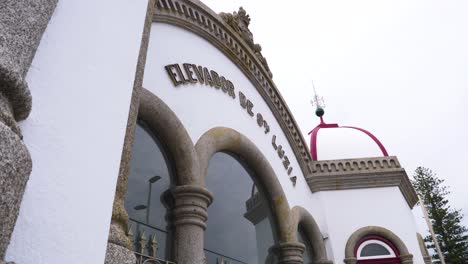 Entrance-building-for-funicular-to-Santa-Luzia-in-Portugal,-city-of-Viana-do-Castelo