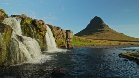 A-Beautiful-sunrise-Kirkjufell-the-iconic-view-of-Iceland-during-summertime