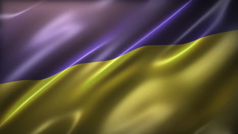 La-Bandera-Nacional-De-Ucrania,-ángulo-Alto,-Vista-En-Perspectiva,-Apariencia-Cinematográfica,-Brillante,-Ondulación-En-Cámara-Lenta,-Elegante-Textura-Sedosa-Ondeando