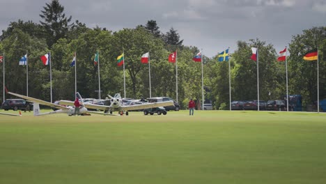 People-walk-around-the-plane-at-the-air-show-in-Denmark