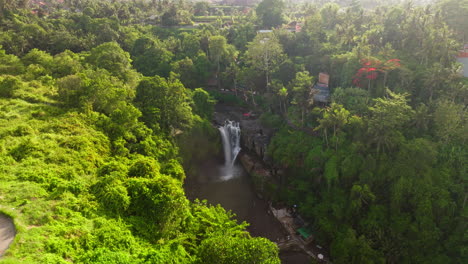 Tegenungan-Waterfall-in-Bali-Ubud-forest.-Aerial-circling