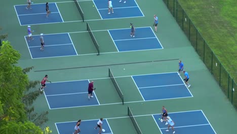 Aerial-view-of-people-playing-pickleball-on-new-courts
