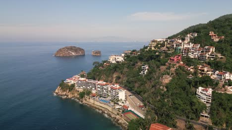 Scenic-beach-waterfront-building-resort-town-Mismaloya-Riviera-Nayarit-Mexico-pacific-coastline-Puerto-vallarta