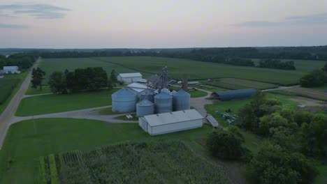 Midwest-Farming-Agriculture-Aerial-shot-Silo